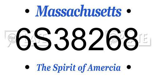 6S38268 Massachusetts License Plate