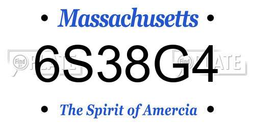 6S38G4 Massachusetts License Plate