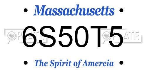 6S50T5 Massachusetts License Plate