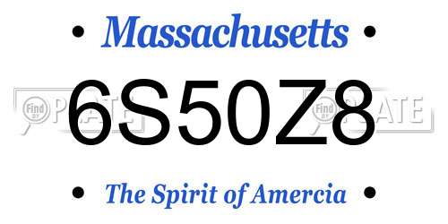 6S50Z8 Massachusetts License Plate