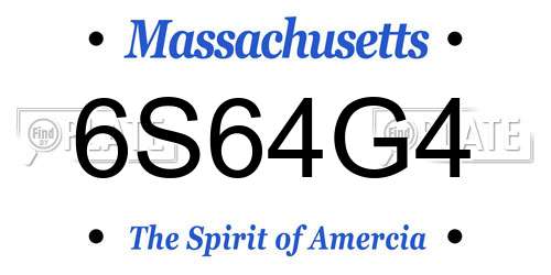 6S64G4 Massachusetts License Plate