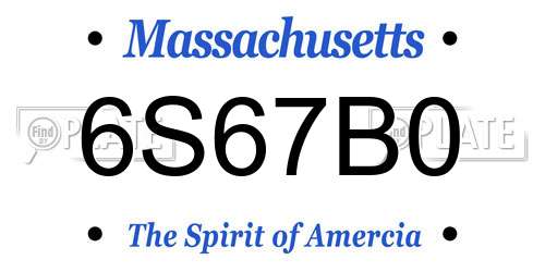 6S67B0 Massachusetts License Plate