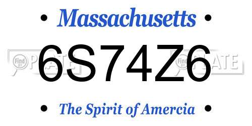 6S74Z6 Massachusetts License Plate