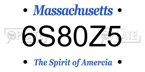 6S80Z5 Massachusetts License Plate