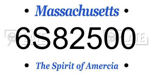 6S82500 Massachusetts License Plate