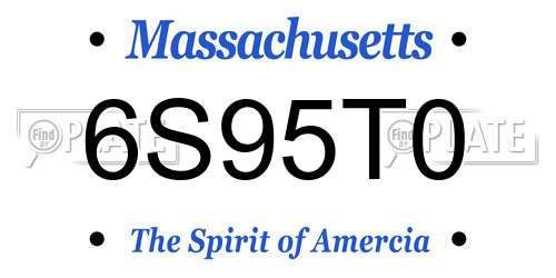 6S95T0 Massachusetts License Plate