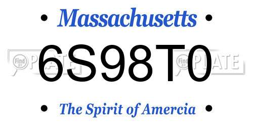 6S98T0 Massachusetts License Plate