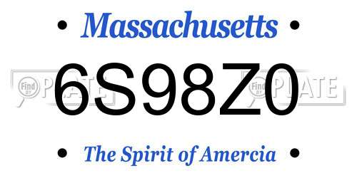 6S98Z0 Massachusetts License Plate