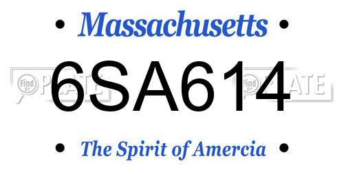 6SA614 Massachusetts License Plate