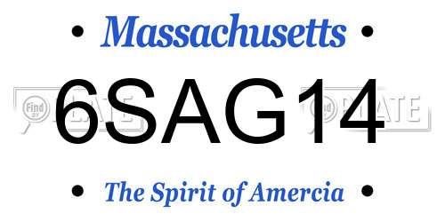 6SAG14 Massachusetts License Plate