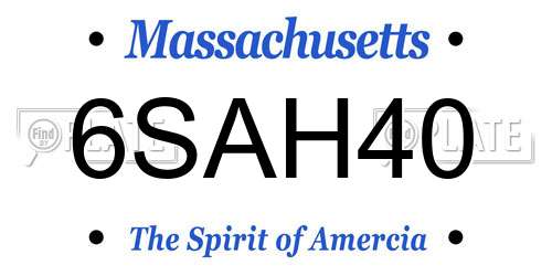 6SAH40 Massachusetts License Plate