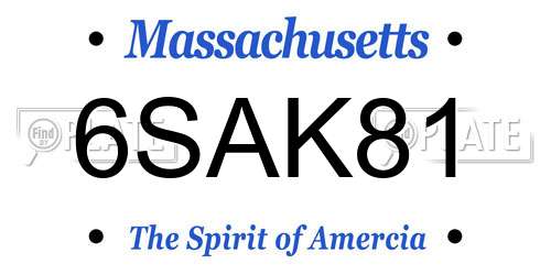 6SAK81 Massachusetts License Plate