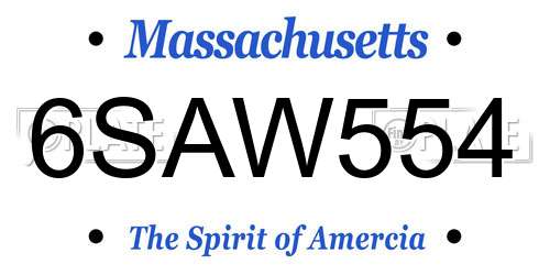 6SAW554 Massachusetts License Plate