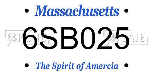 6SB025 Massachusetts License Plate