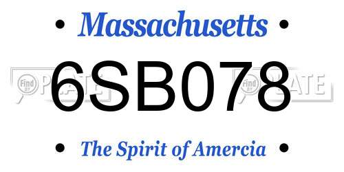 6SB078 Massachusetts License Plate