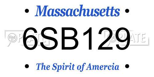 6SB129 Massachusetts License Plate
