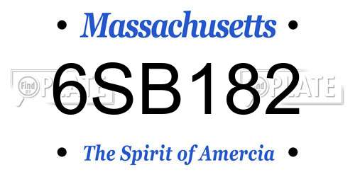 6SB182 Massachusetts License Plate