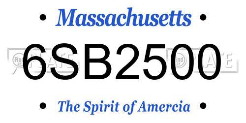 6SB2500 Massachusetts License Plate