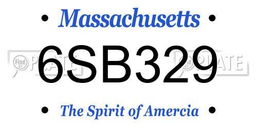 6SB329 Massachusetts License Plate