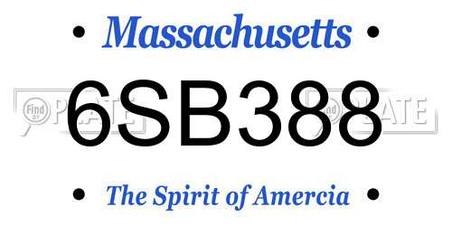 6SB388 Massachusetts License Plate