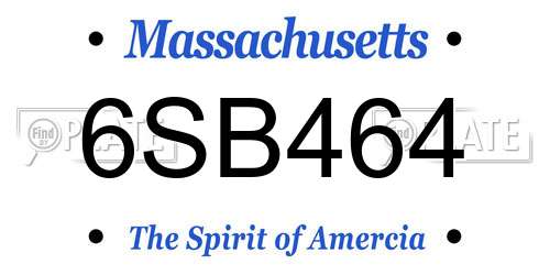 6SB464 Massachusetts License Plate