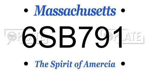 6SB791 Massachusetts License Plate