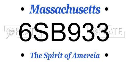 6SB933 Massachusetts License Plate