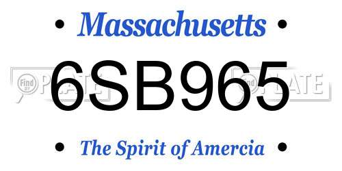 6SB965 Massachusetts License Plate