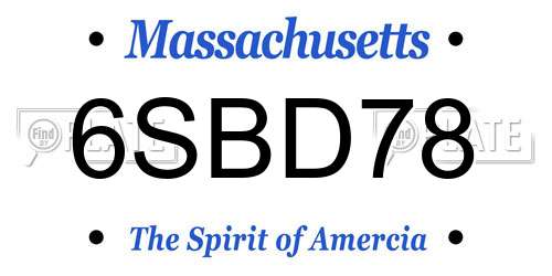 6SBD78 Massachusetts License Plate