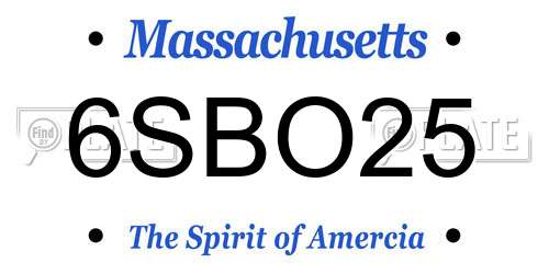 6SBO25 Massachusetts License Plate