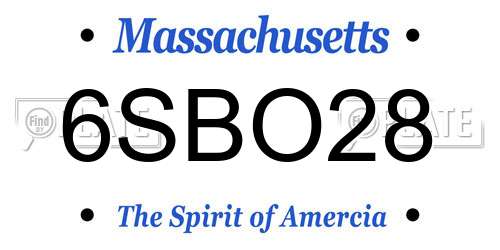 6SBO28 Massachusetts License Plate