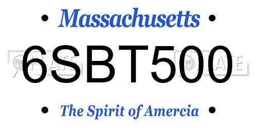 6SBT500 Massachusetts License Plate