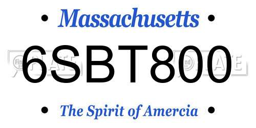 6SBT800 Massachusetts License Plate