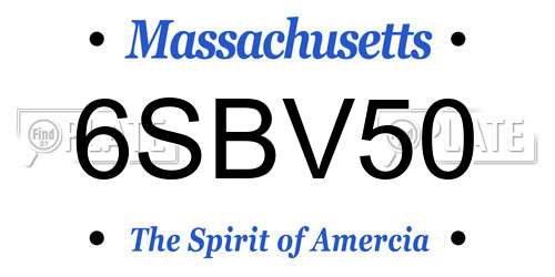 6SBV50 Massachusetts License Plate