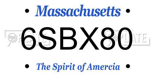 6SBX80 Massachusetts License Plate