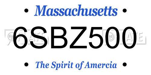 6SBZ500 Massachusetts License Plate