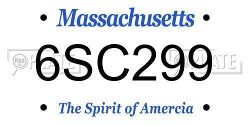 6SC299 Massachusetts License Plate
