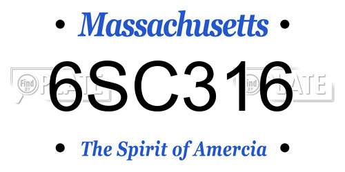 6SC316 Massachusetts License Plate