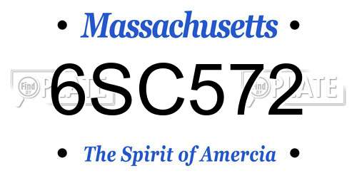 6SC572 Massachusetts License Plate