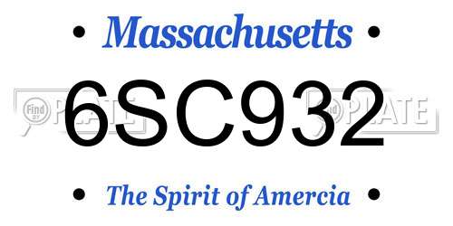 6SC932 Massachusetts License Plate