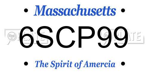 6SCP99 Massachusetts License Plate