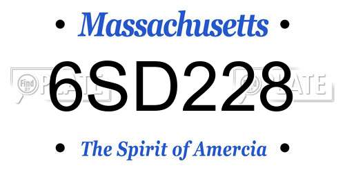 6SD228 Massachusetts License Plate