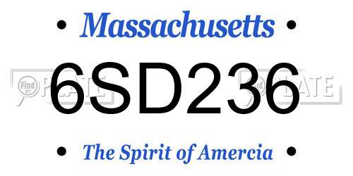 6SD236 Massachusetts License Plate