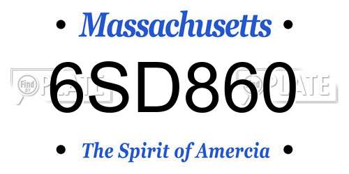 6SD860 Massachusetts License Plate