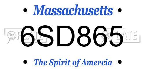 6SD865 Massachusetts License Plate