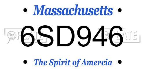 6SD946 Massachusetts License Plate