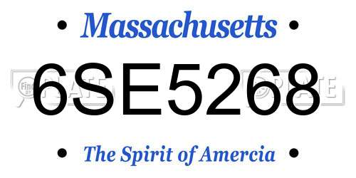 6SE5268 Massachusetts License Plate
