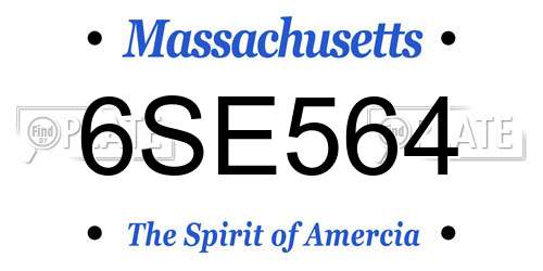 6SE564 Massachusetts License Plate