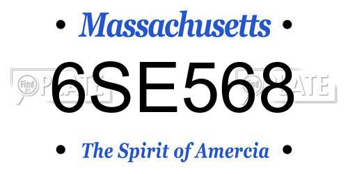 6SE568 Massachusetts License Plate