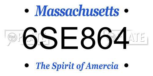 6SE864 Massachusetts License Plate